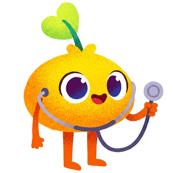 Sunny the Sunny Seed mascot with a stethoscope