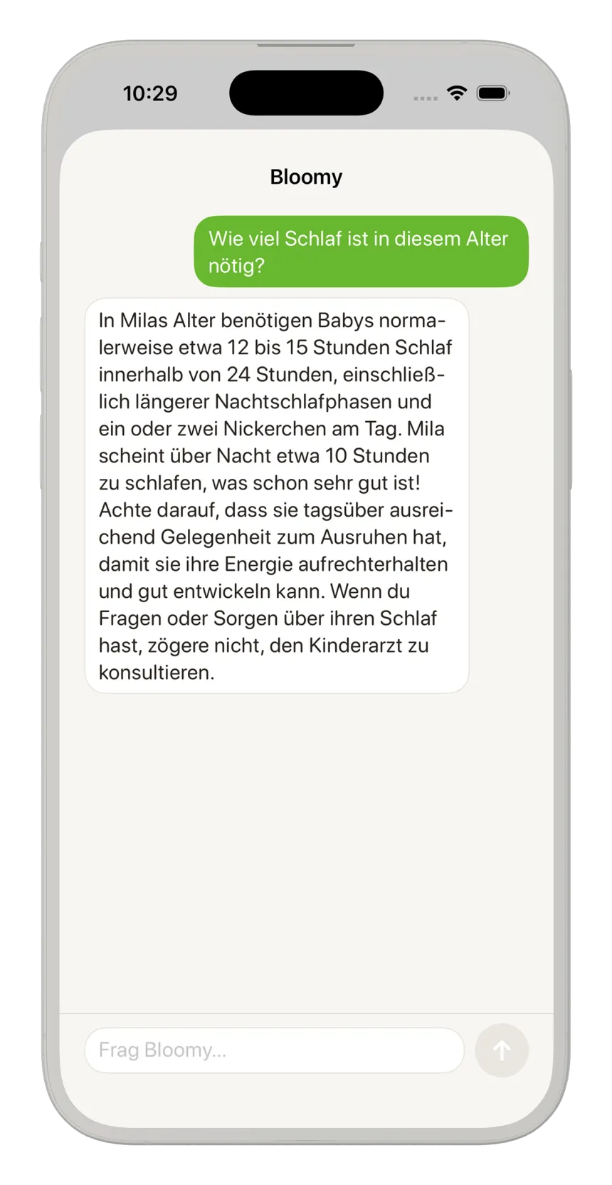 Frage an Sunny Seeds KI‑Assistenten, wann das Zahnen beginnt