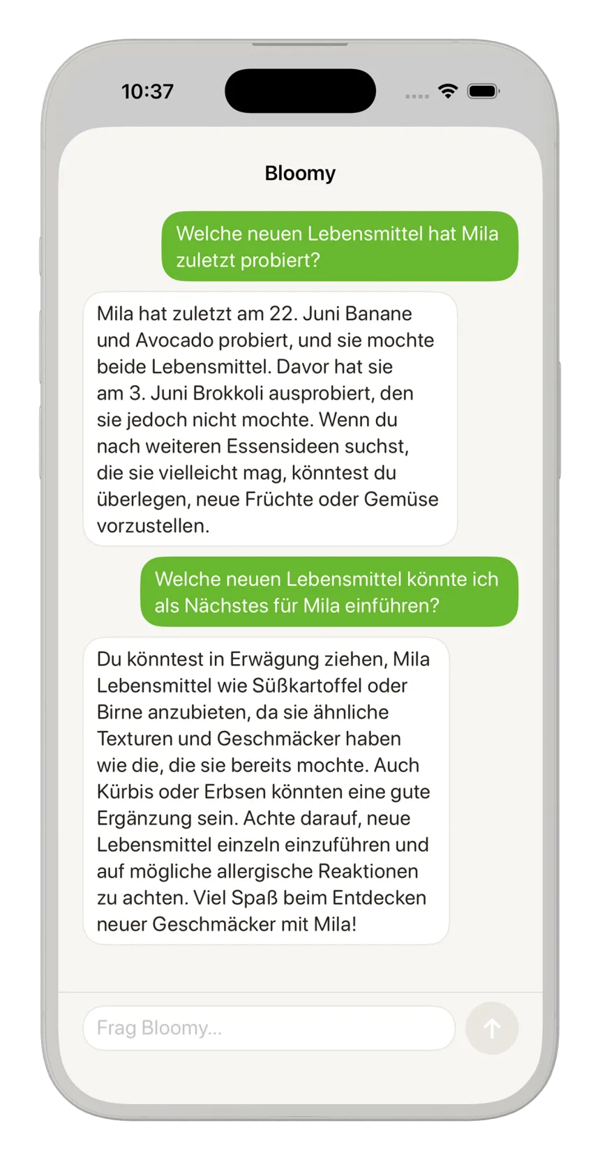 Sunny Seeds KI‑Assistent schlägt nächste Lebensmittel aus den Aufzeichnungen vor