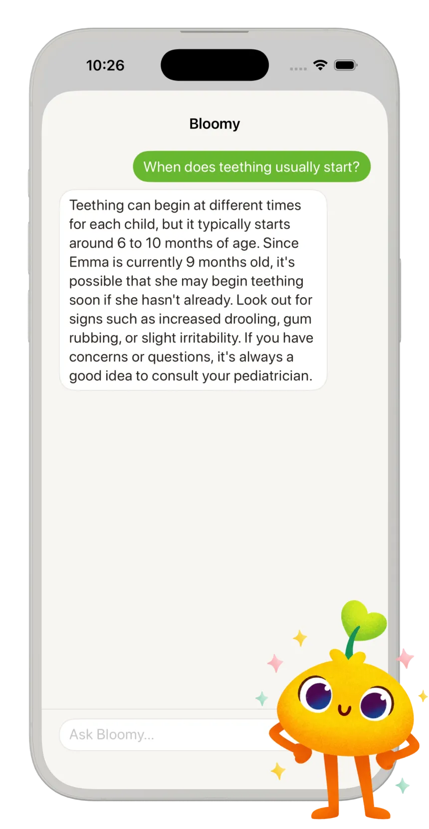Sunny Seed AI baby assistant chat with your child's context